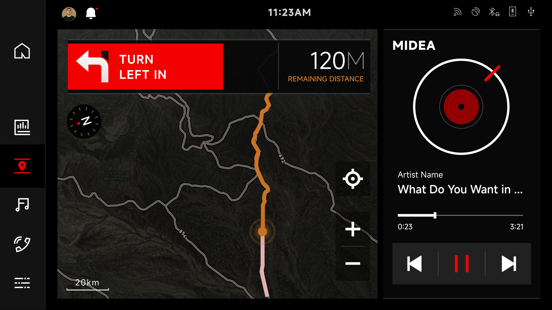 SSV control center — trail navigation screen